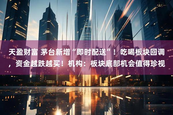 天盈财富 茅台新增“即时配送”！吃喝板块回调，资金越跌越买！机构：板块底部机会值得珍视